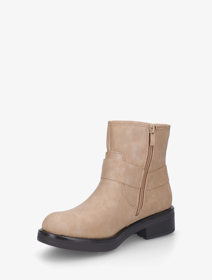 Bottines en suédine à boucle fantaisie - Taupe clair - 3