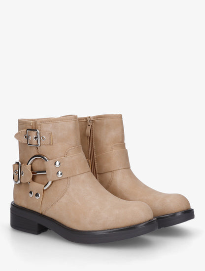 Bottines en suédine à boucle fantaisie - Taupe clair - 4