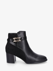 Bottines bi-matière à boucle métallique fantaisie - Noir - 1