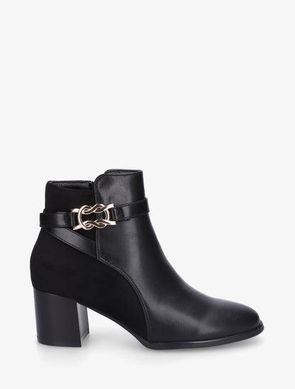 Bottines bi-matière à boucle métallique fantaisie - Noir - 1