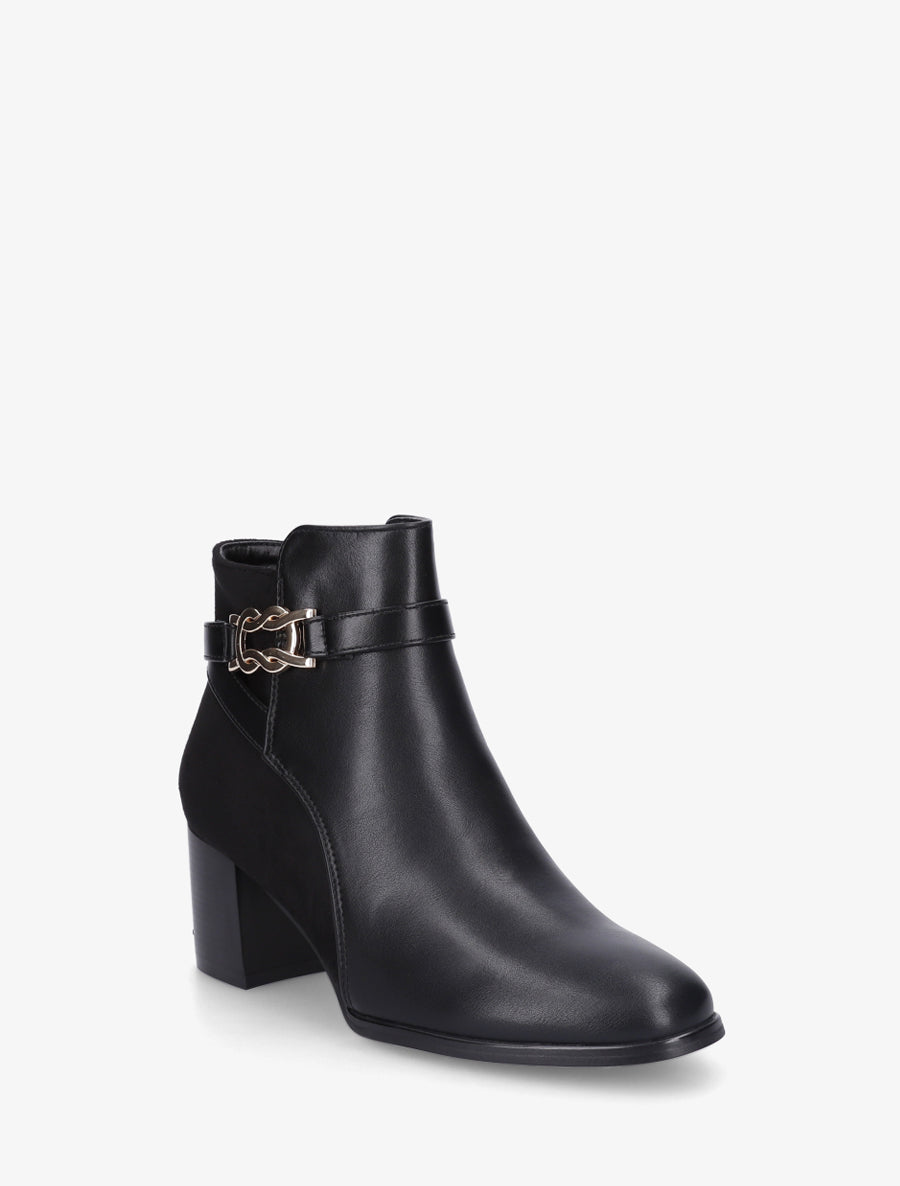 Bottines bi-matière à boucle métallique fantaisie - Noir - 2
