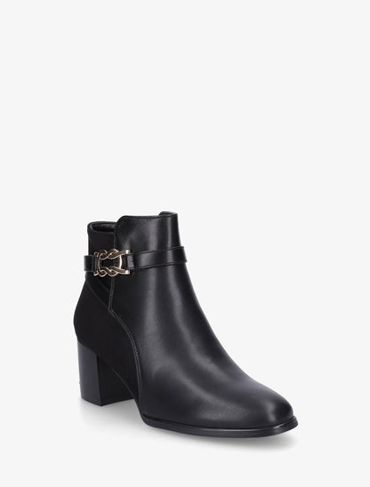 Bottines bi-matière à boucle métallique fantaisie - Noir - 2