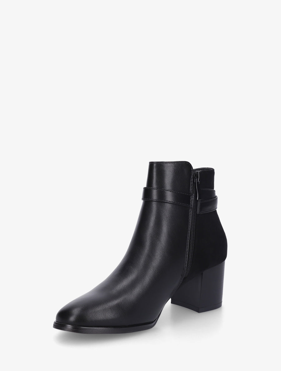 Bottines bi-matière à boucle métallique fantaisie - Noir - 3