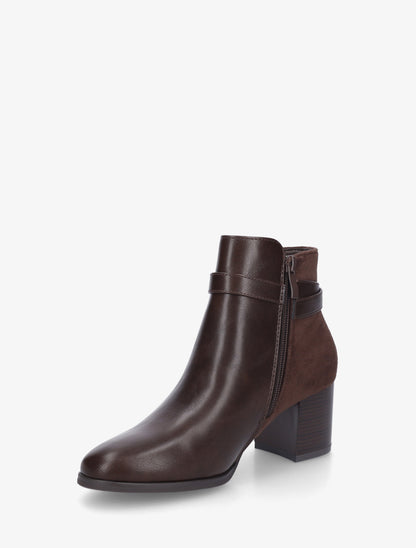Bottines bi-matière à boucle métallique fantaisie - Marron - 3