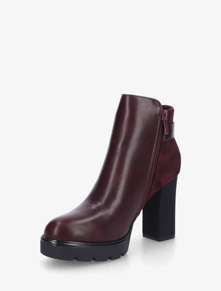 Bottines bi-matière à zip - Prune - 3