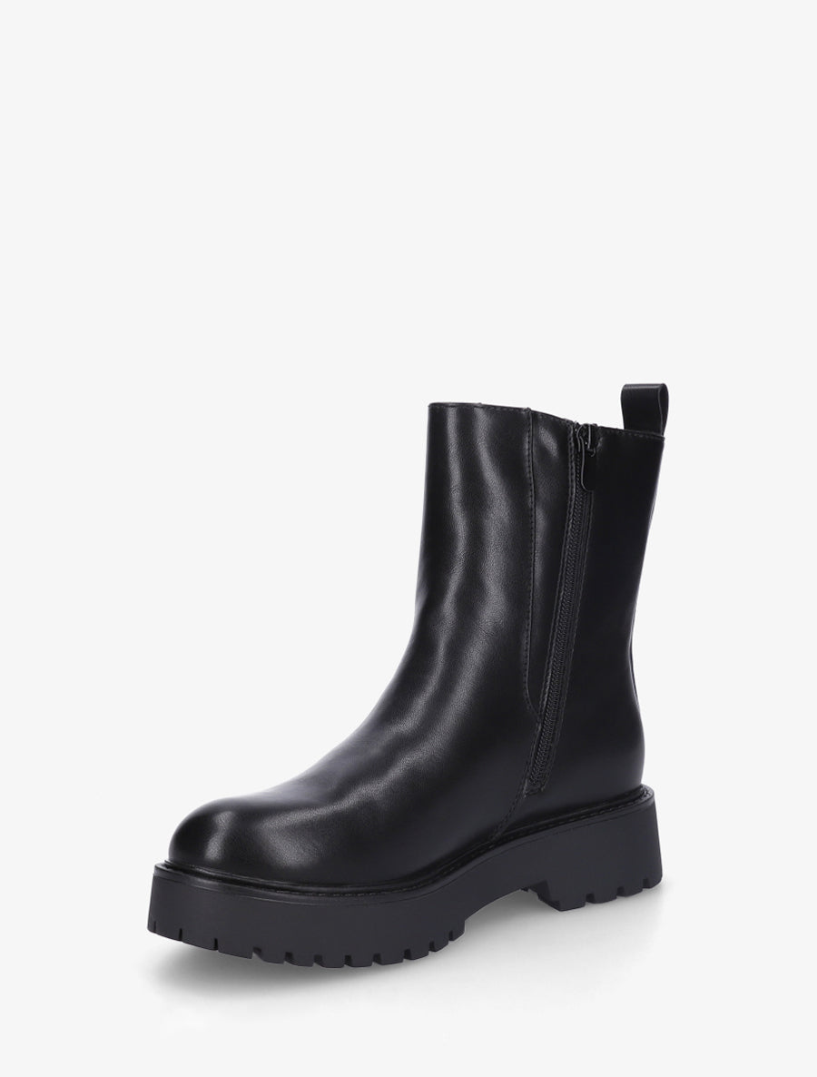 Boots en simili à zip décoratif - Noir - 3