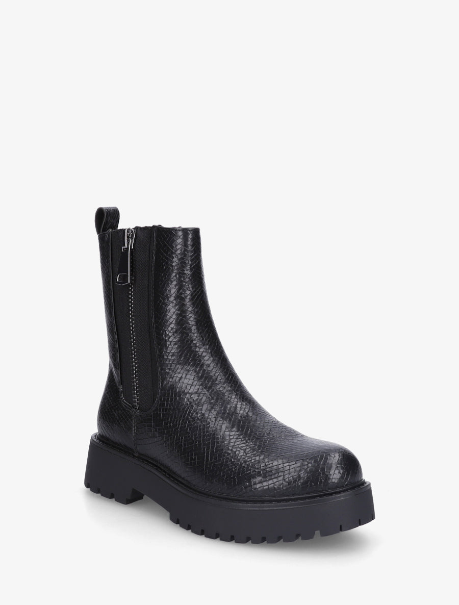 Boots python à zip décoratif - Noir - 2