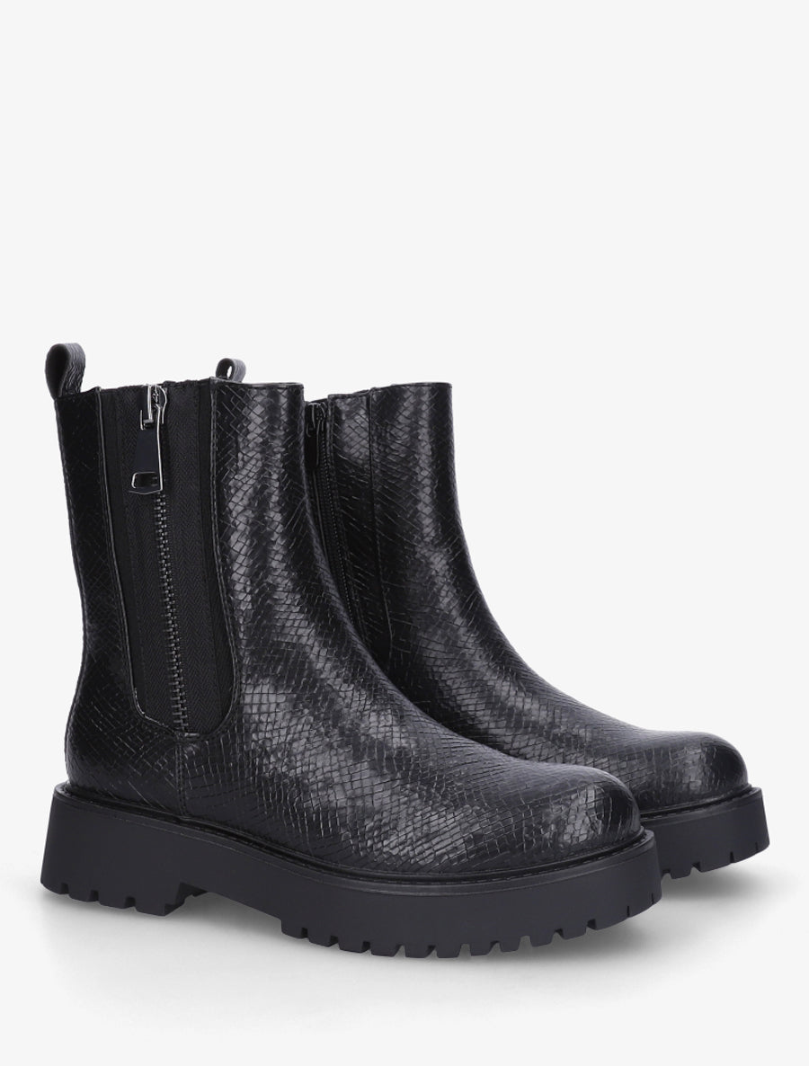 Boots python à zip décoratif - Noir - 4
