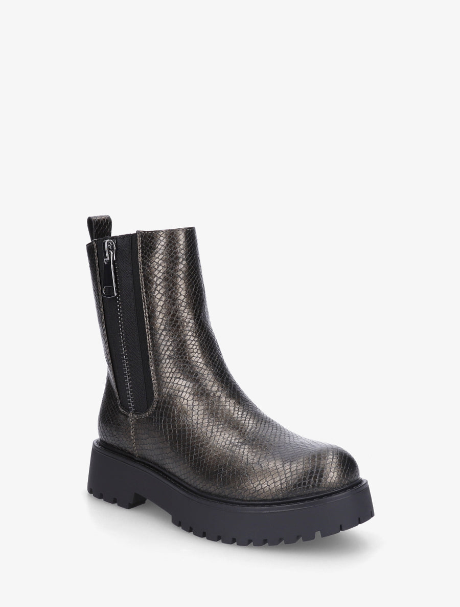 Boots python à zip décoratif - Kaki foncé - 2