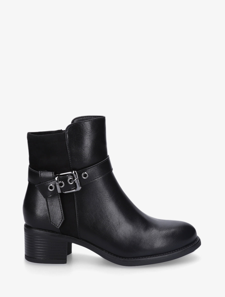 Bottines bimatière à boucle métallique - Noir - 1