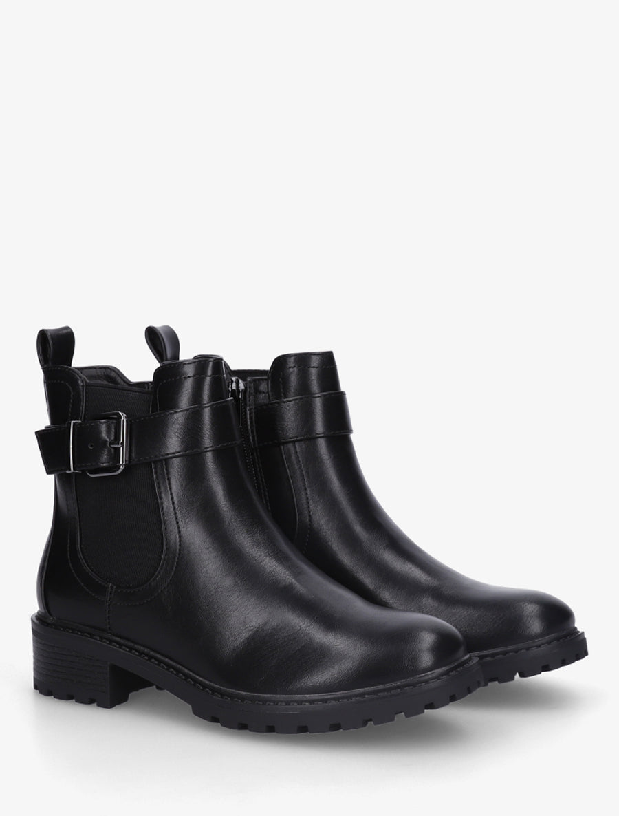 Bottines à boucle et semelle crantée - Noir - 4