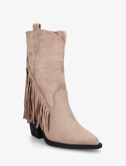 Bottines en suédine à franges - Taupe - 2