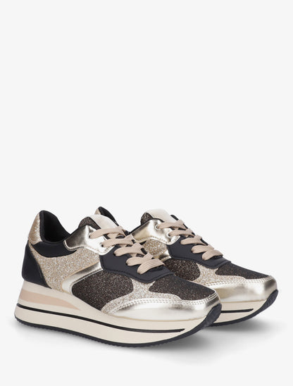 Baskets pailletées à plateforme - Noir - 4