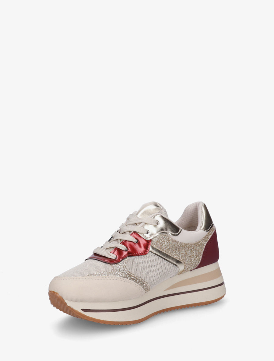 Baskets pailletées à plateforme - Rouge - 3