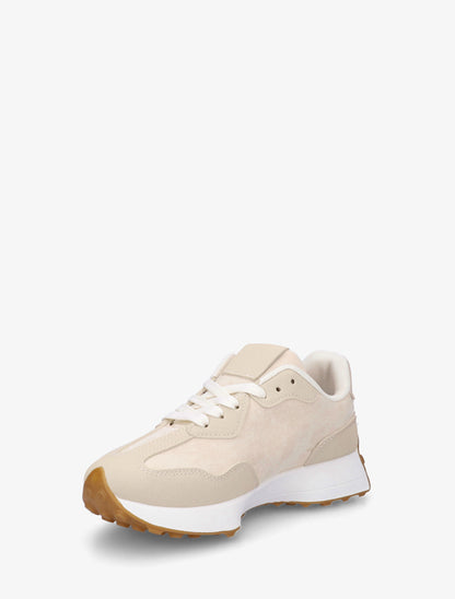 Baskets bimatière à semelle stylisée - Beige - 3
