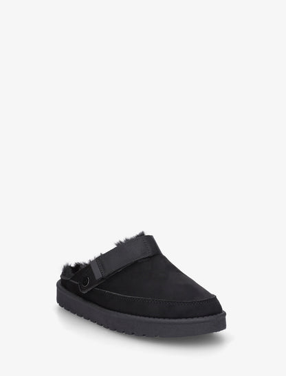 Mules fourrées en suédine - Noir - 2