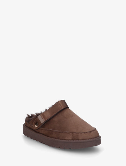 Mules fourrées en suédine - Marron - 2