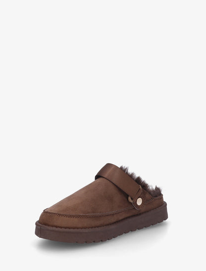 Mules fourrées en suédine - Marron - 3