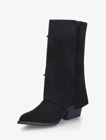 Bottines montantes en suédine à poches - Noir - 3