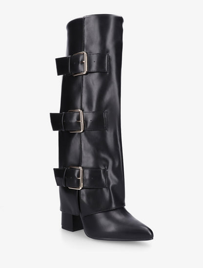 Bottes à revers et triple sangles - Noir - 2