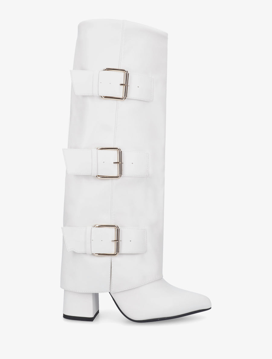 Bottes à revers et triple sangles - Blanc - 1