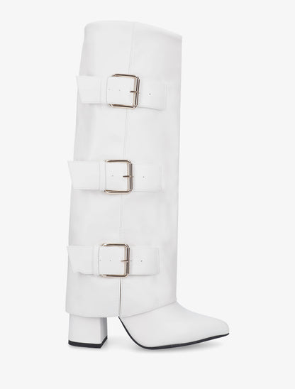 Bottes à revers et triple sangles - Blanc - 1