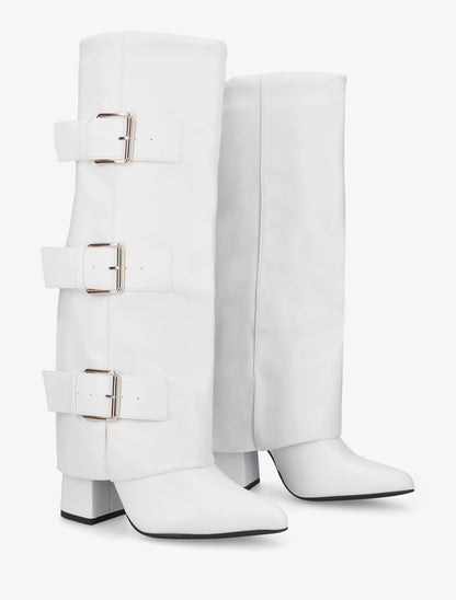 Bottes à revers et triple sangles - Blanc - 4