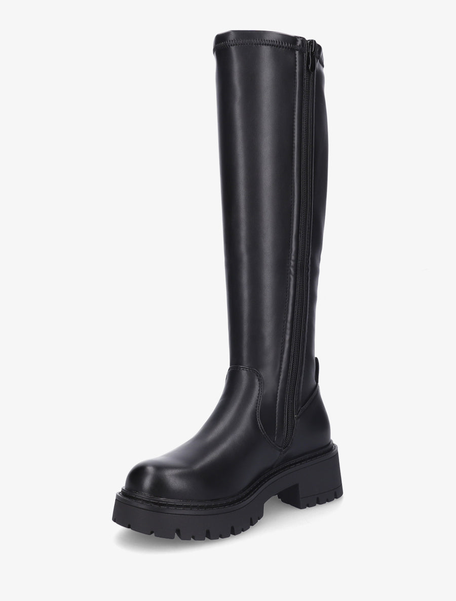Bottes en simili à bout rond - Noir - 3
