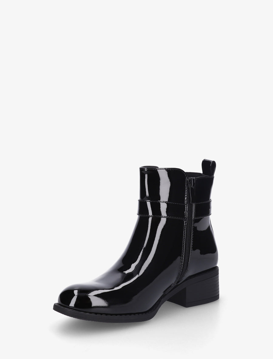 Bottines vernies à empiècement métal - Noir - 3