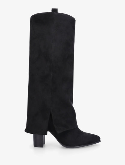 Bottes à revers en suédine - Noir - 1