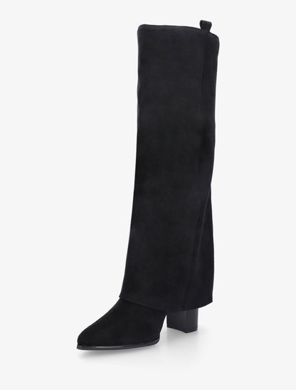 Bottes à revers en suédine - Noir - 3