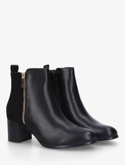 Bottines bimatière à zip décoratif - Noir - 4