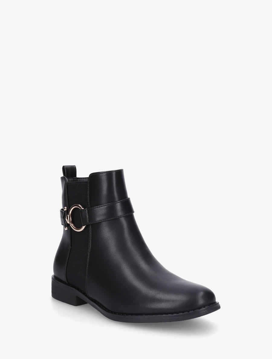Bottines unies à cheville élastiquée - Noir - 2