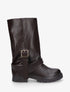 Bottines à revers et sanglées en simili - Marron - 1