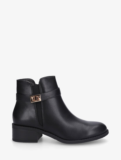 Bottines en simili à cheville élastiquée - Noir - 1