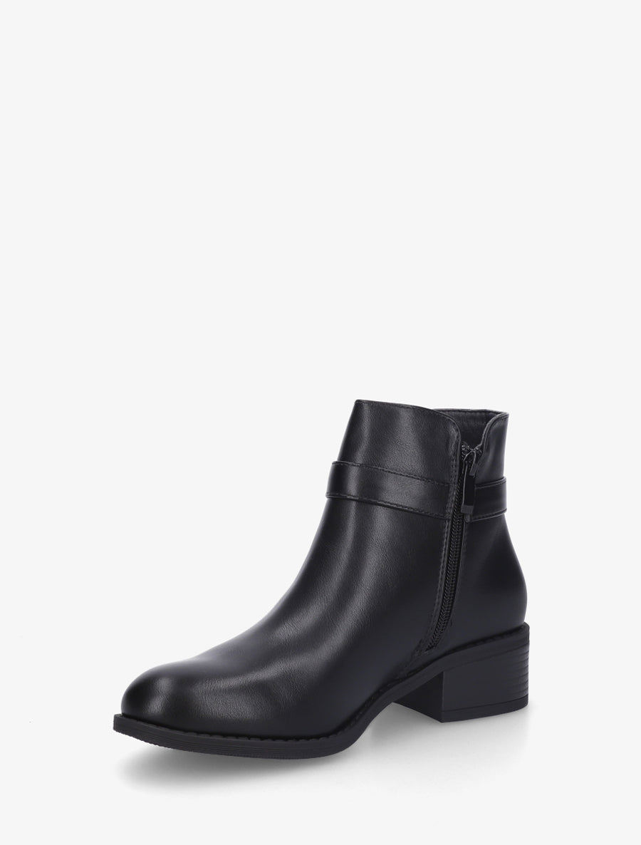 Bottines en simili à cheville élastiquée - Noir - 3