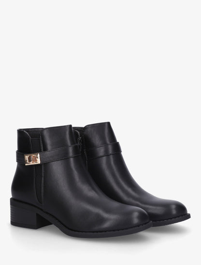 Bottines en simili à cheville élastiquée - Noir - 4