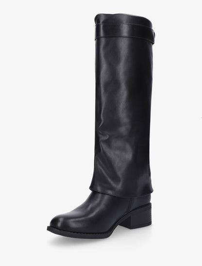 Bottes à revers et empiècement cadenas - Noir - 3