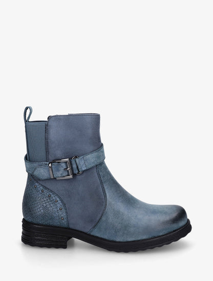 Bottines bi-matières à contrefort élastiqué - Bleu - 1