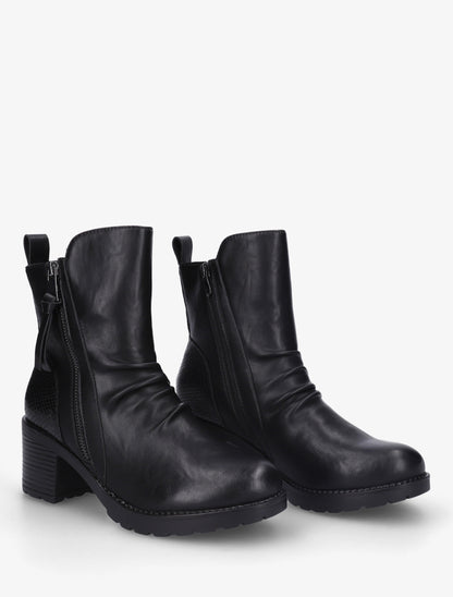 Bottines effet froissé et zip décoratif - Noir - 4