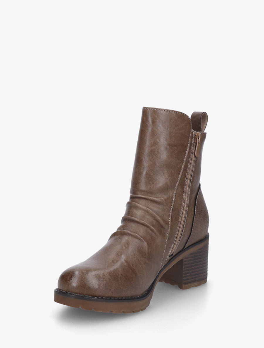 Bottines effet froissé et zip décoratif - Taupe foncé - 3