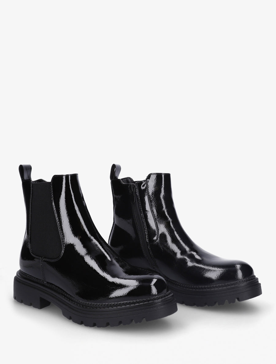 Bottines vernies style chelsea en simili - Noir - 4