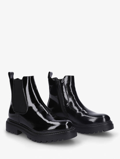 Bottines vernies style chelsea en simili - Noir - 4