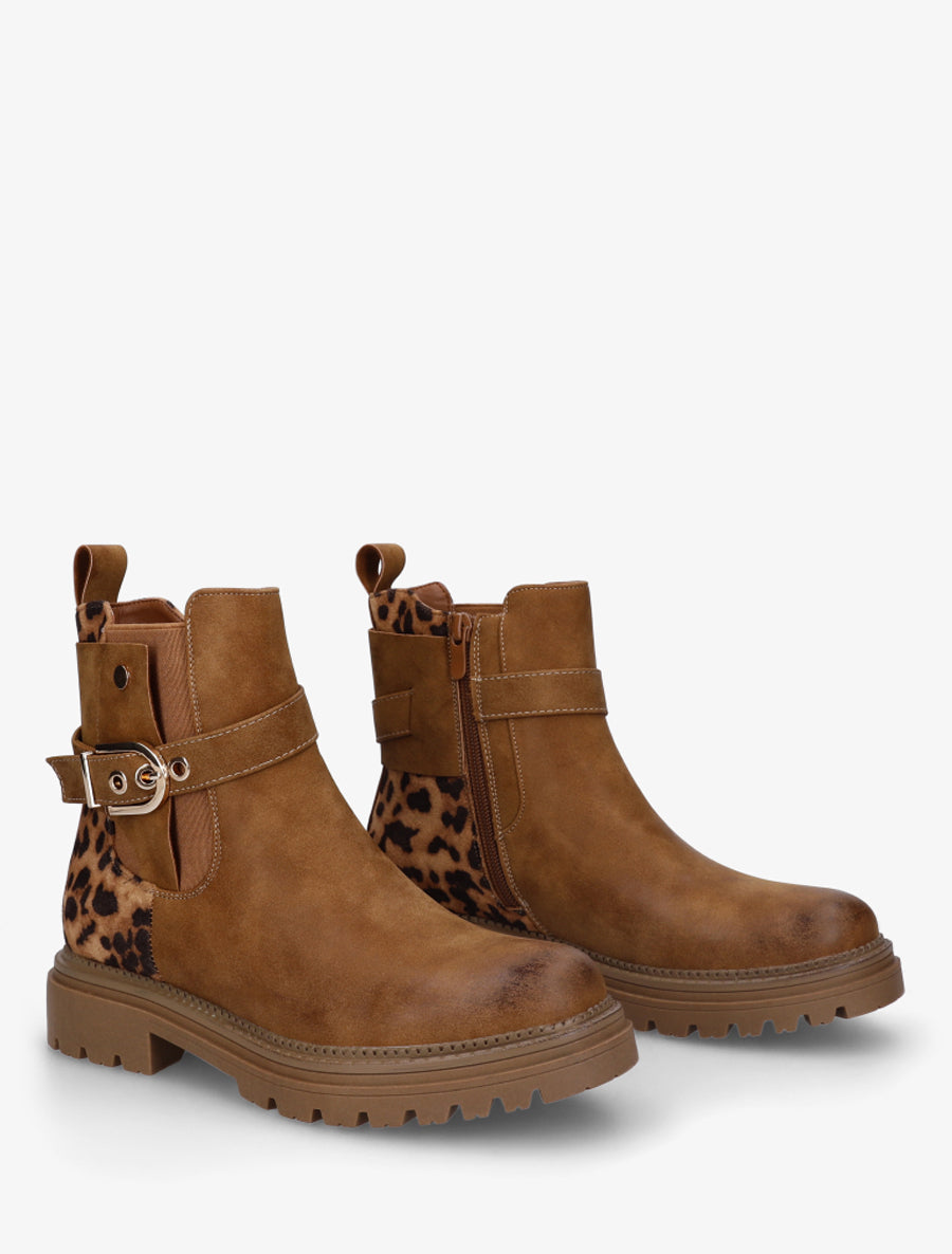 Bottines élastiquées à sangle - Camel - 4