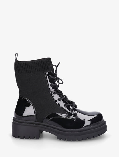Bottines chaussettes et vernies - Noir - 1