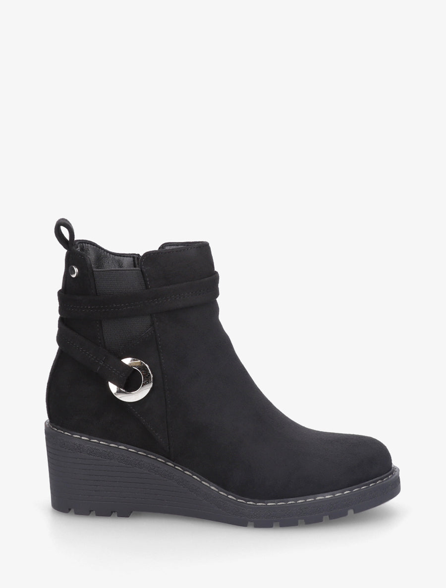 Bottines compensées en suédine - Noir - 1