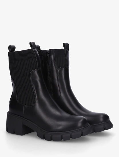 Bottines montantes bi-matière à semelle crantée - Noir - 4