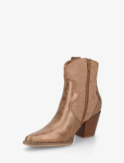 Bottines irisées style santiag - Camel - 3