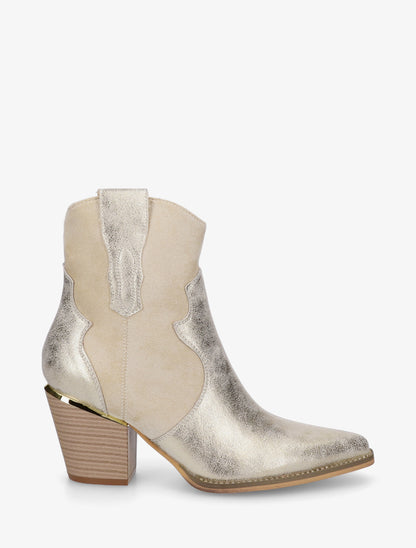 Bottines irisées style santiag - Or - 1