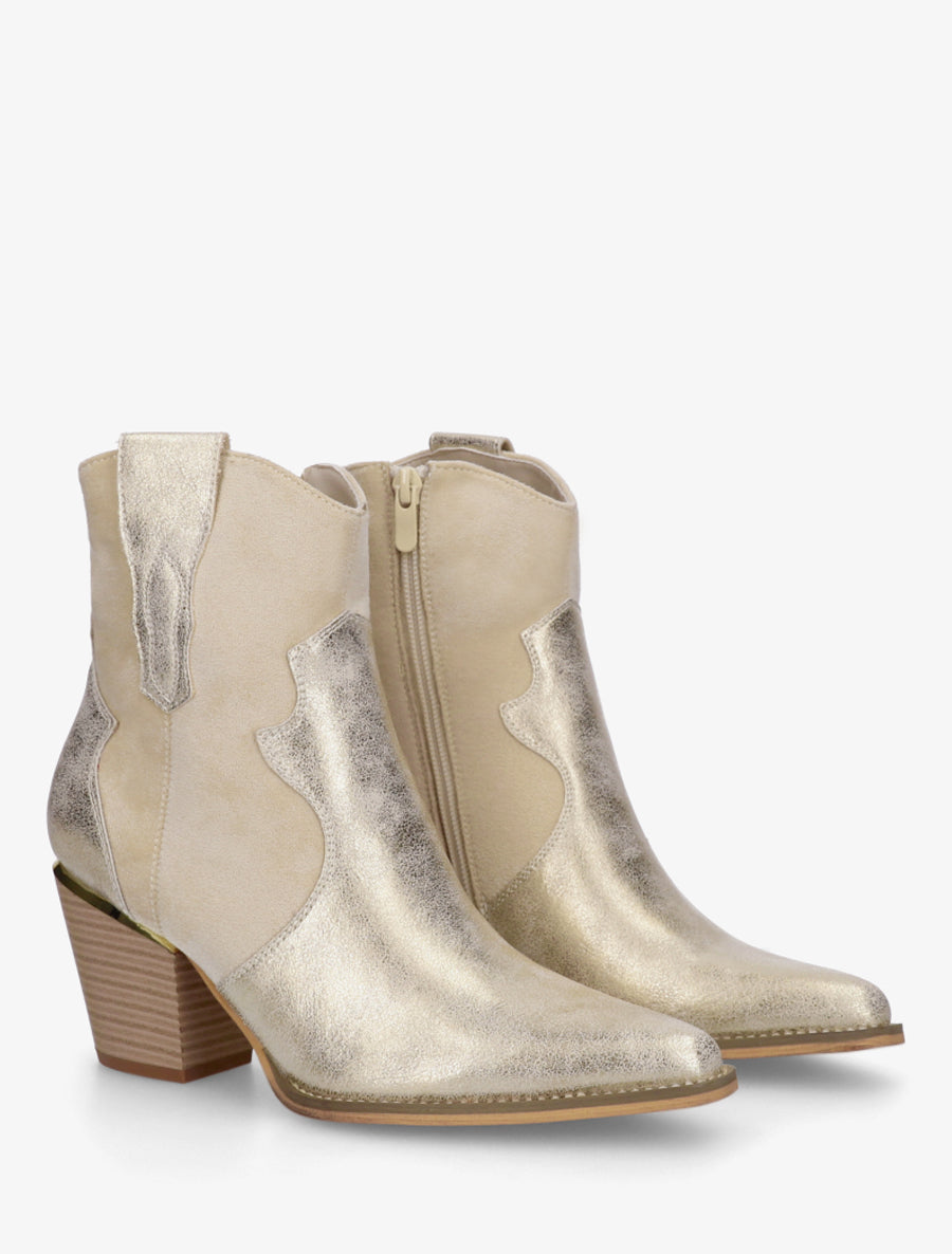 Bottines irisées style santiag - Or - 4